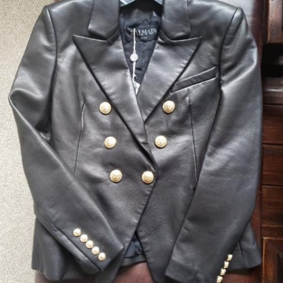 NWT BALMAIN LEATHER BLAZER SIZE:40 - Picture 4 of 6